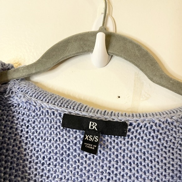 BANANA REPUBLIC Linen Sailor Sweater Light Blue Foldover Collar Oversize XS/S - Picture 6 of 8